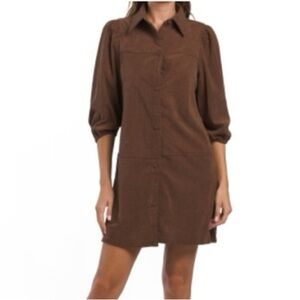 7 For All Mankind Brown Corduroy Button-Up Dress Size Small